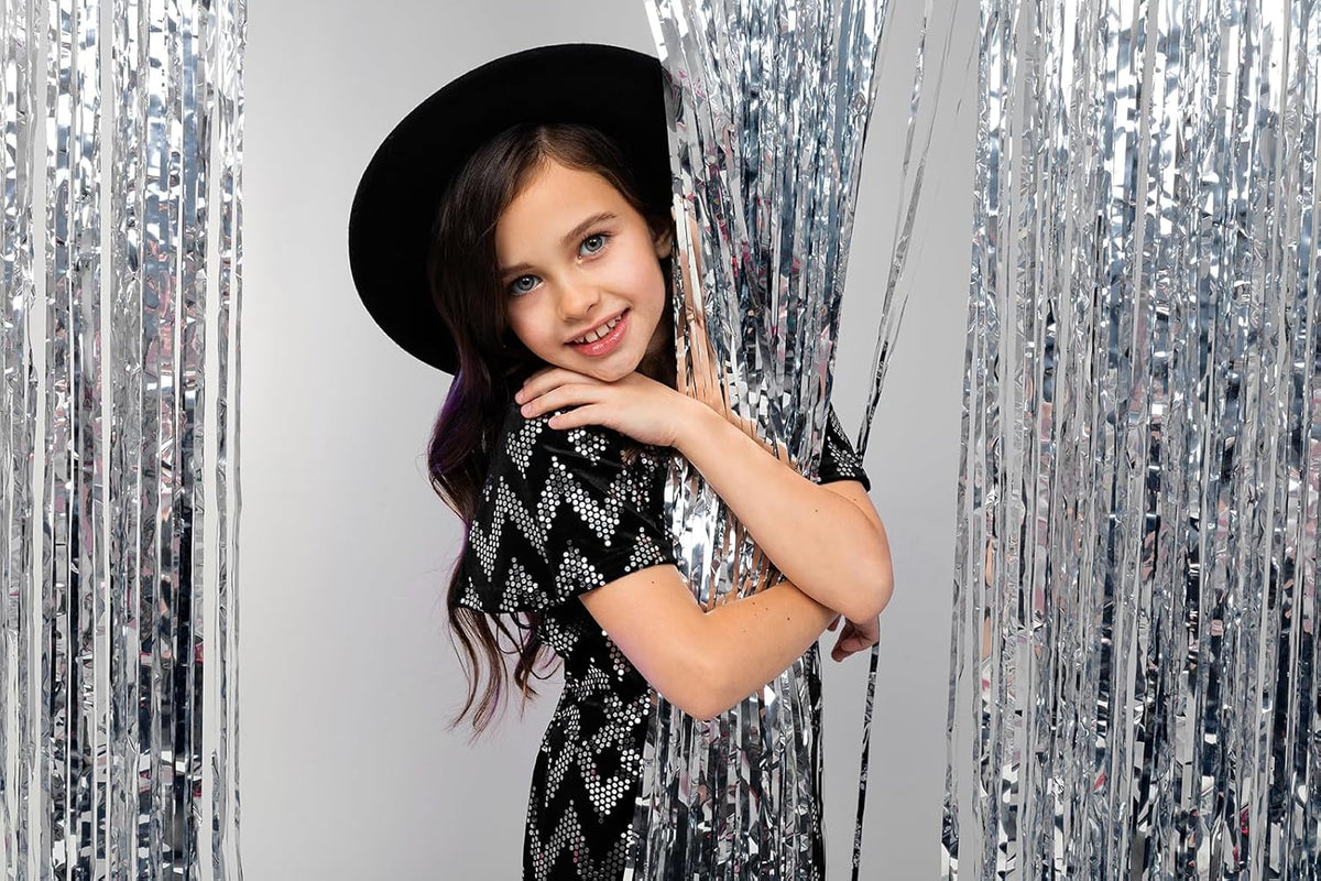 Foil Fringe Curtains Party Decorations - Melsan 3 Pack 3.2 x 8.2 ft Tinsel Curtain Party Photo