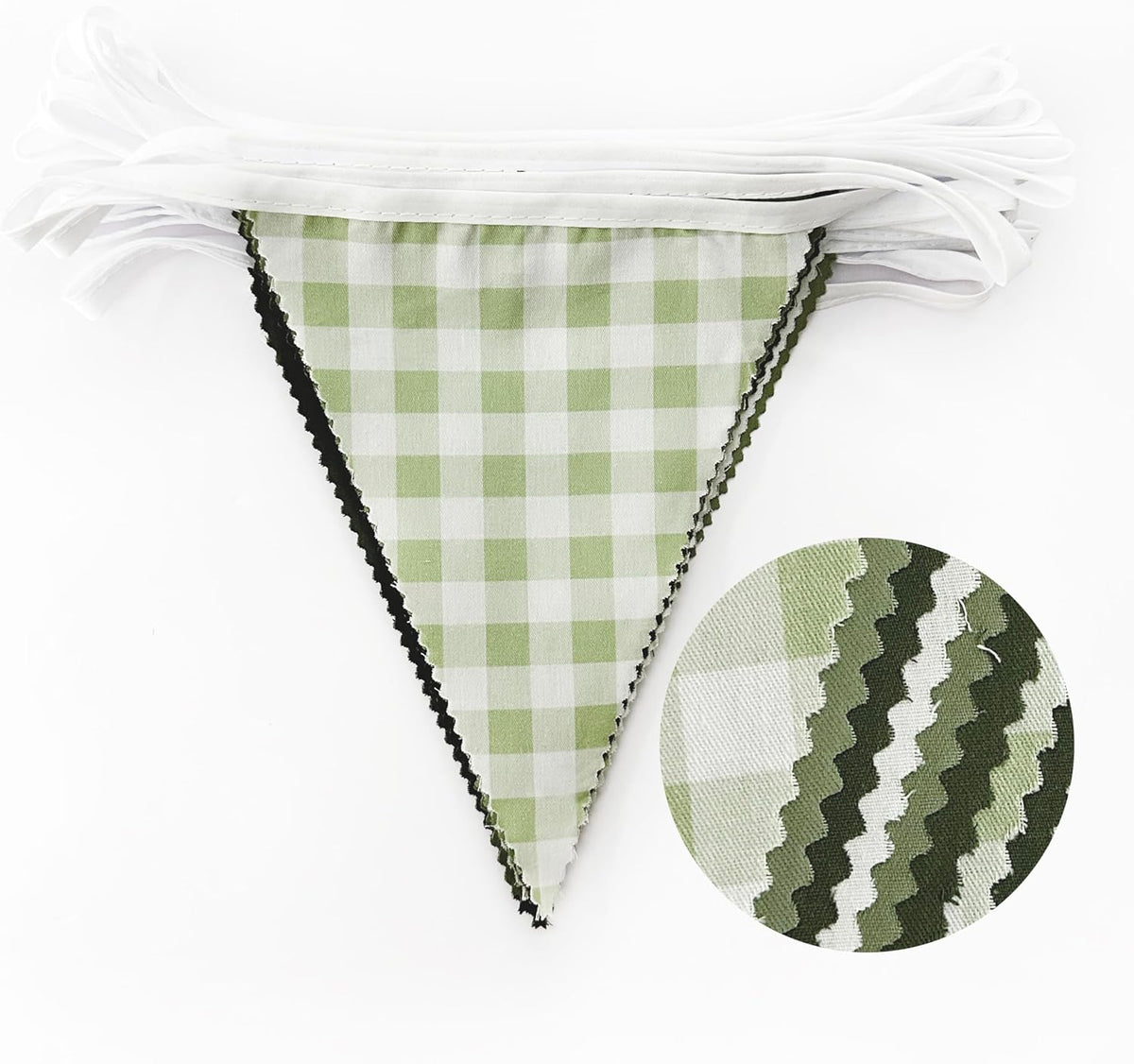 32Ft Sage Green Party Decorations Sage Gingham Banner Olive Green Buffalo Plaid Checkered Triangle