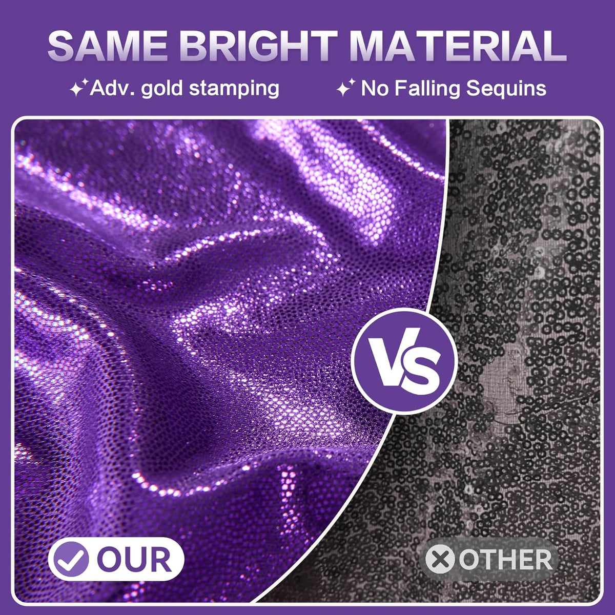 gogoparti 20x10FT Purple Sequin Backdrop Curtain - 4 Panels of 5x10FT Wrinkle-Free Glitter Drapes
