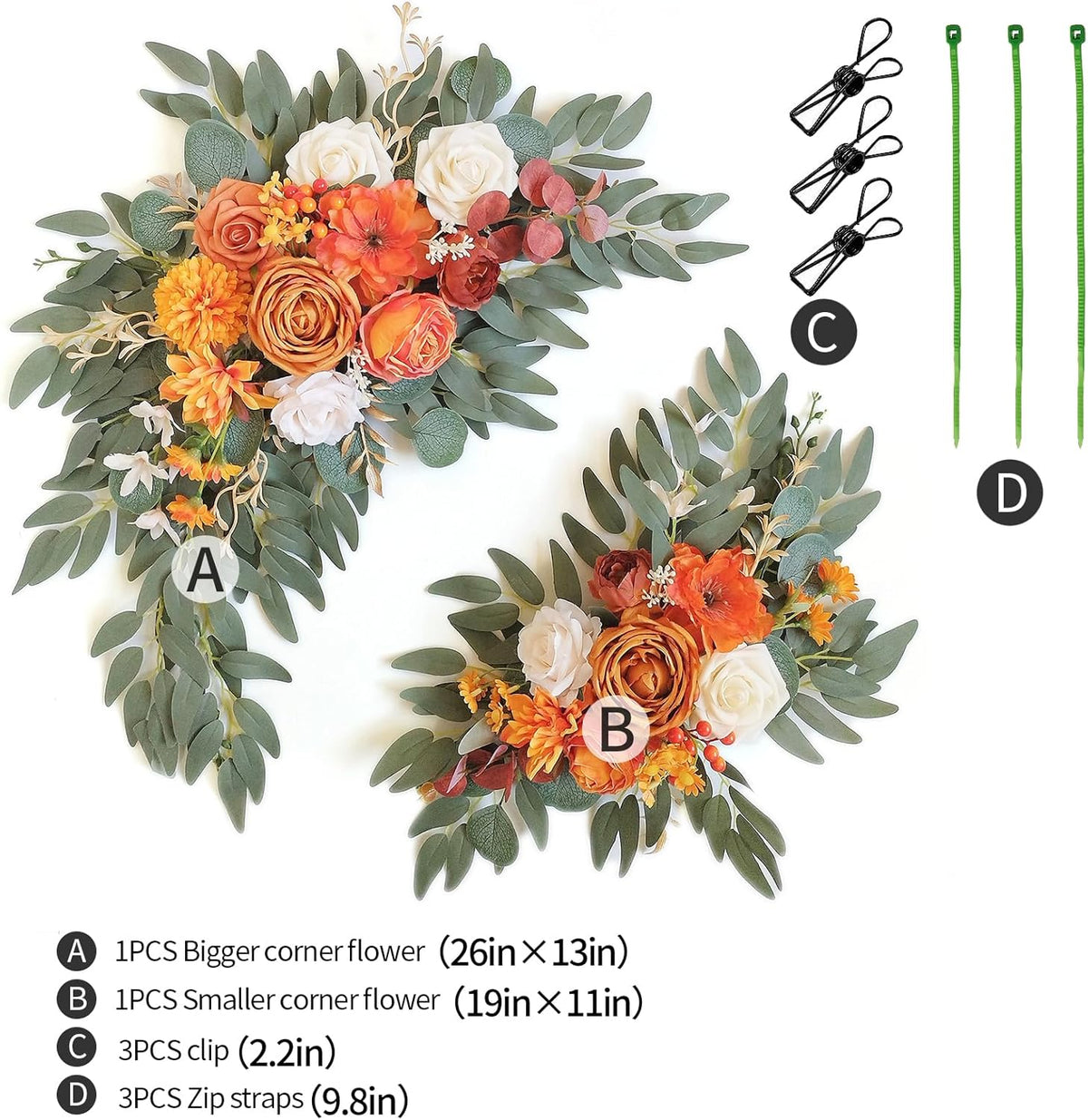 Faux Flower Swag Set of 2 for Wedding Welcome Signs Floral Swag Wedding Reception Ceremony Signs