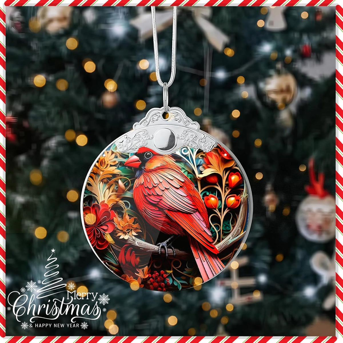 Christmas Ornament 2025, Tree Decoration 4 Inch Acrylic Hanging Art, Holiday Display, Car Interior