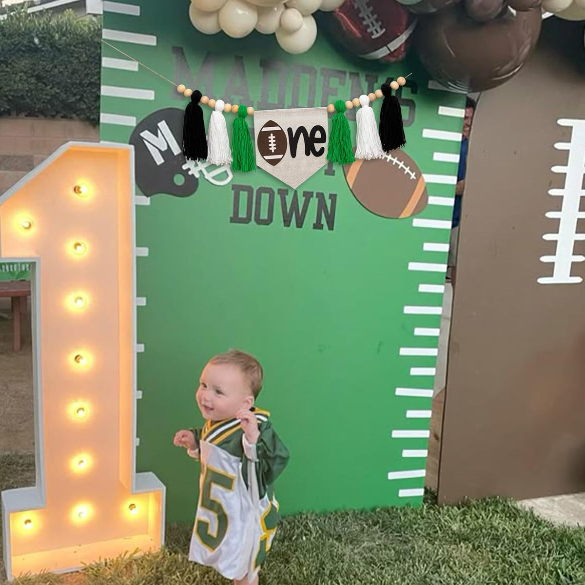 Gostman Football One High Chair Banner - Handmade Football Theme Tassel Garland Banner, First