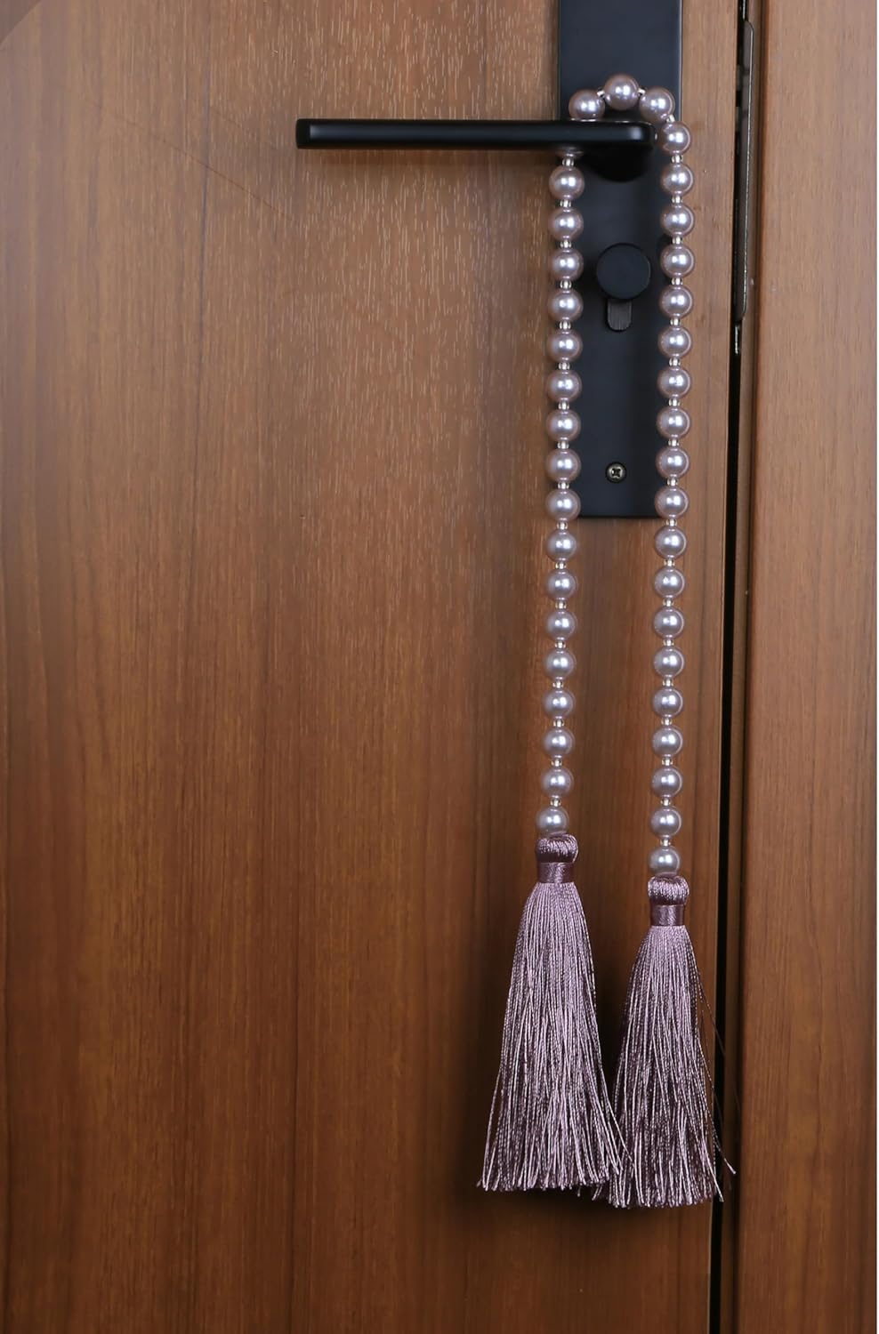 Fenghuangwu 34 Inch Pearl Glass Bead Garland with Tassels - Elegant Boho Table Decor, Fringe Wall