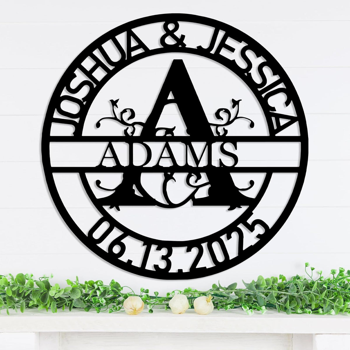 Personalized Metal Name Signs, Split Letter Monogram Wall Decor, Custom Last Name Sign, Family Name