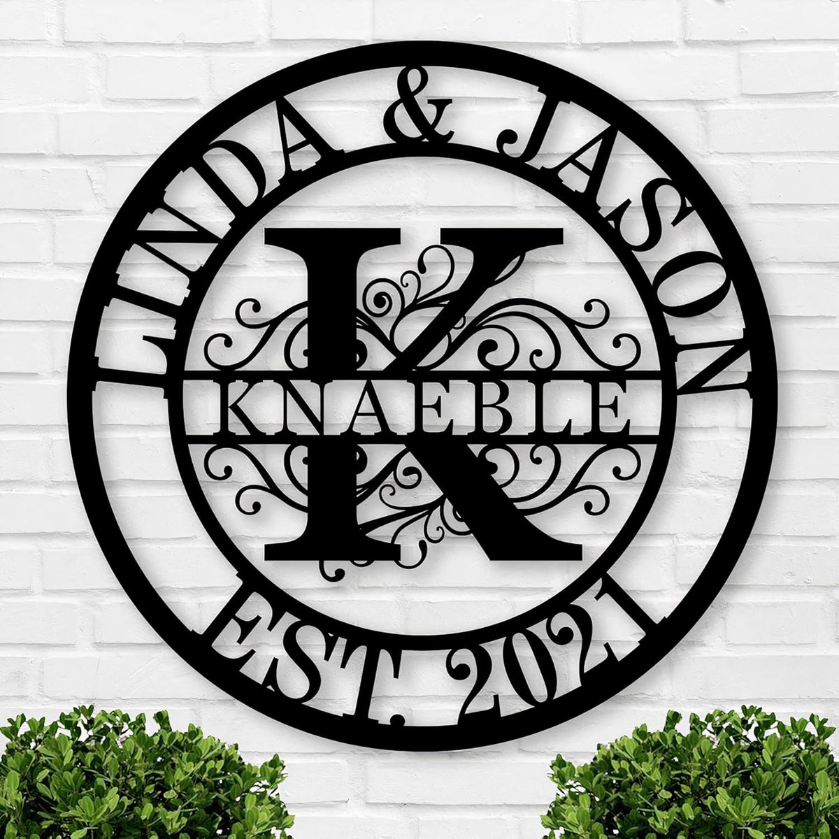 Personalized Metal Name Signs, Split Letter Monogram Wall Decor, Custom Last Name Sign, Family Name