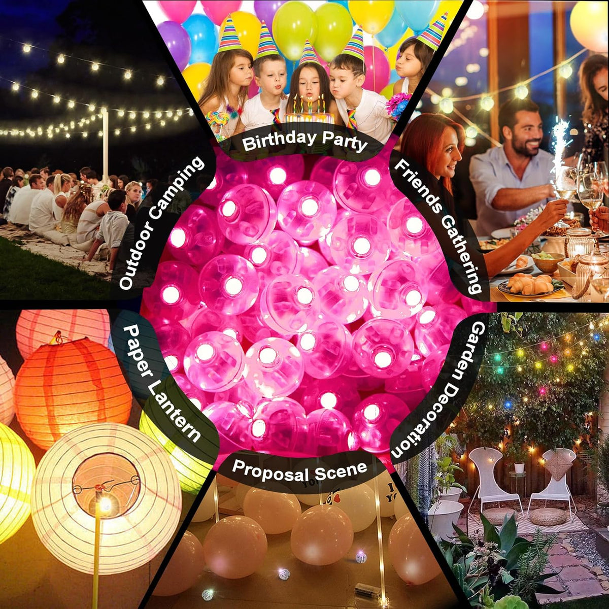 Aogist 200pcs Pink LED Balloon Light, Mini Tiny Light Round Led Ball Lamp for Paper Lantern Balloon