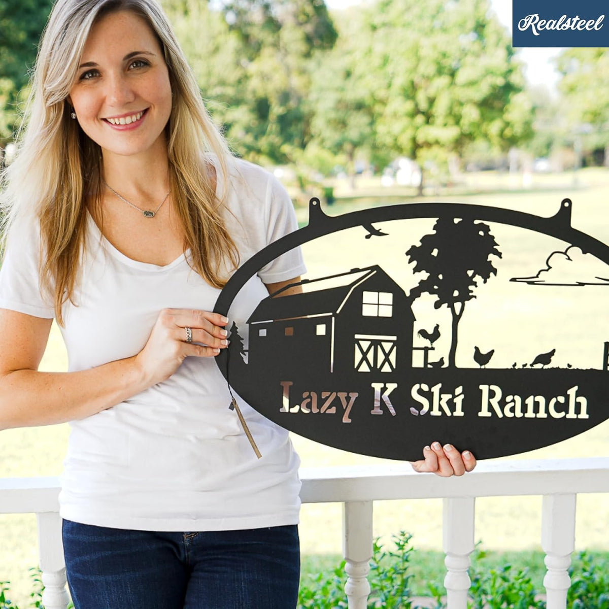 RealSteel Personalized Farm Sign - Custom Design Metal Family Name Sign - Weather & Rust Resistant