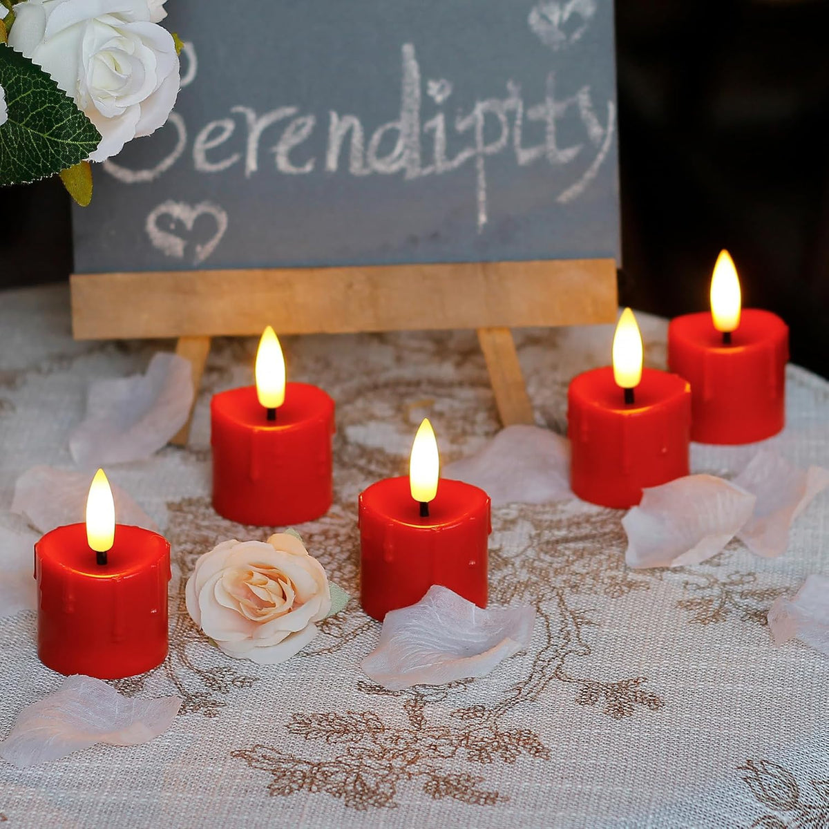 Rechargeable Flameless 1.6" x2.5" Tea Light Candles with Remote & Type-C Charging Cable, Timer LED