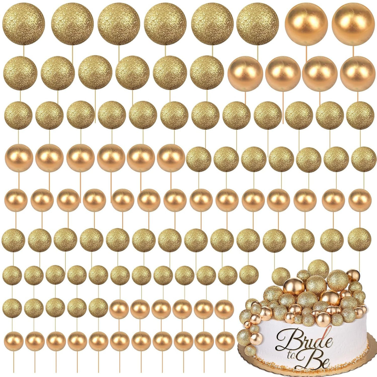108 Pcs Balls Cake Topper DIY Cupcake Insert Foam Balloons for Cake Baking Wedding Anniversary
