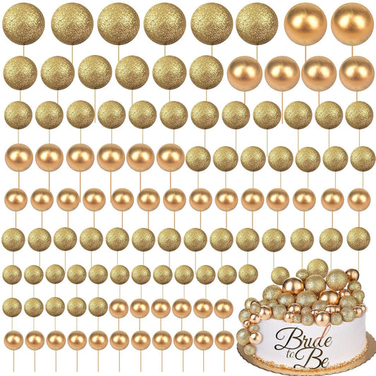 108 Pcs Balls Cake Topper DIY Cupcake Insert Foam Balloons for Cake Baking Wedding Anniversary
