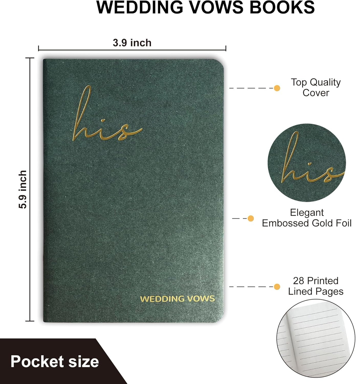 Wedding Vow Books His and Hers, Wedding Registry Gifts Ideas for Bride & Groom,Wedding Essentials
