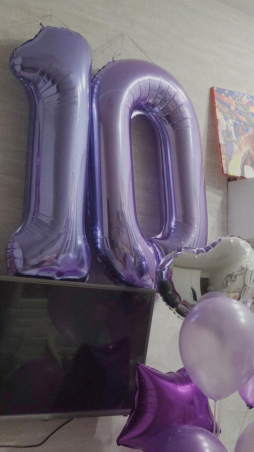 Lavender Helium Number Balloon 40 Inch, Giant Foil Lilac Number 0 Birthday Balloons, Large Numbers