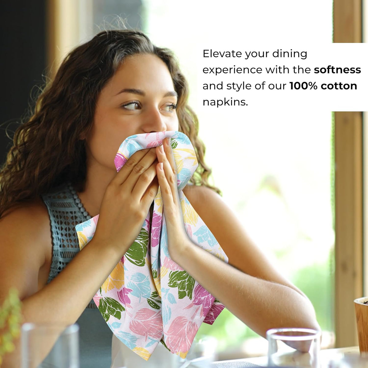 Urban Villa Easter Cloth Napkins Tulip Print 100% Cotton Absorbent Dinner Napkins (Set of 12)