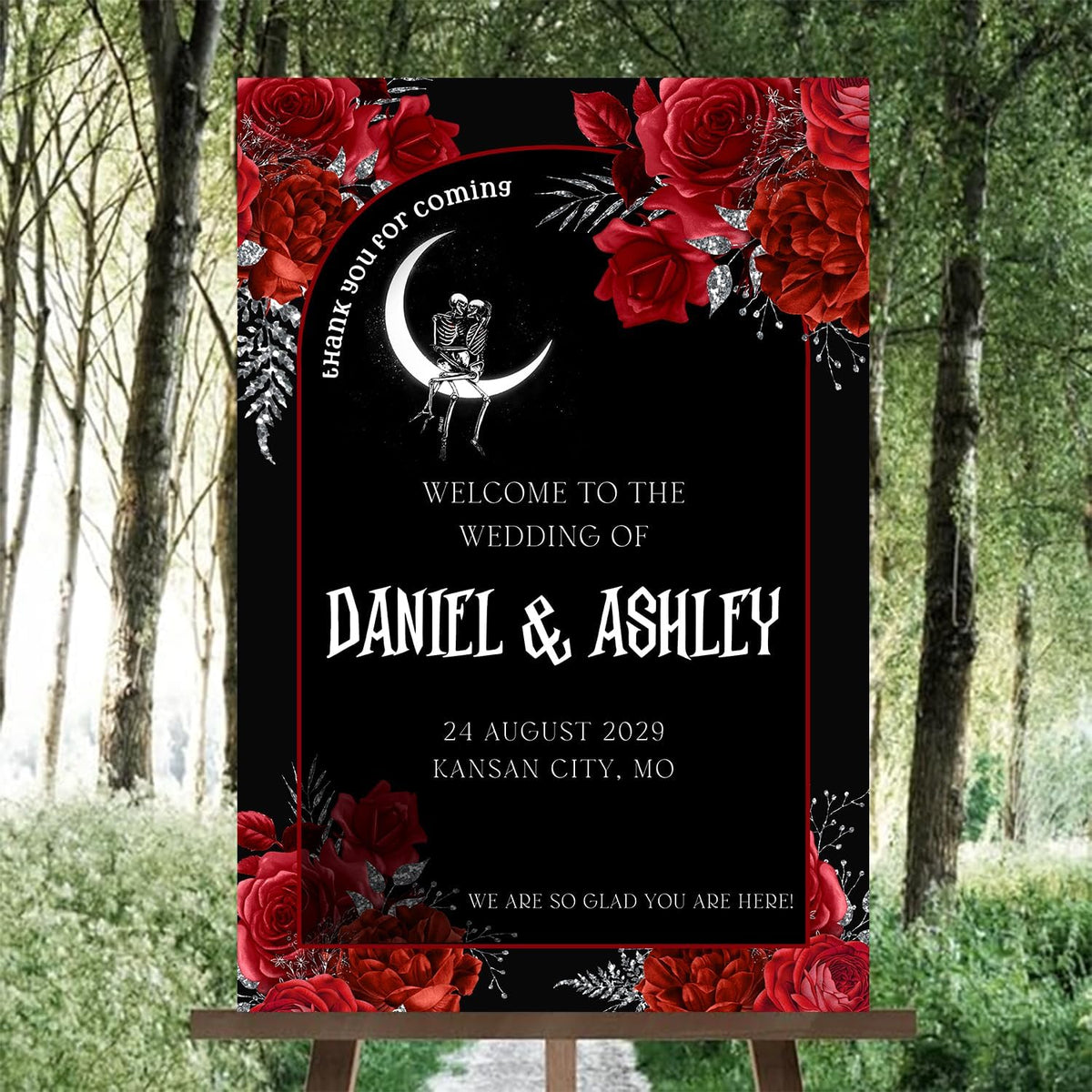 Gothic Halloween Welcome Sign, 4mm Thick Plastic, 12"x18", 28"x24", 18"x27", 24"x36", Black