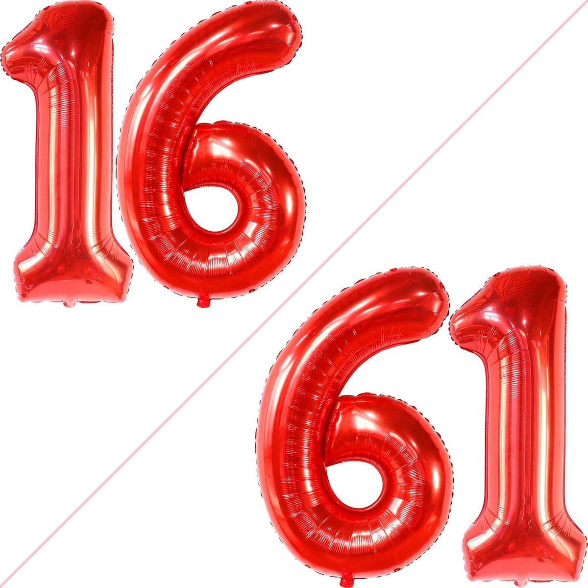 KatchOn, Red 16 Number Balloons - Huge, 40 Inch | 16th Birthday Balloons Red for 16th Birthday