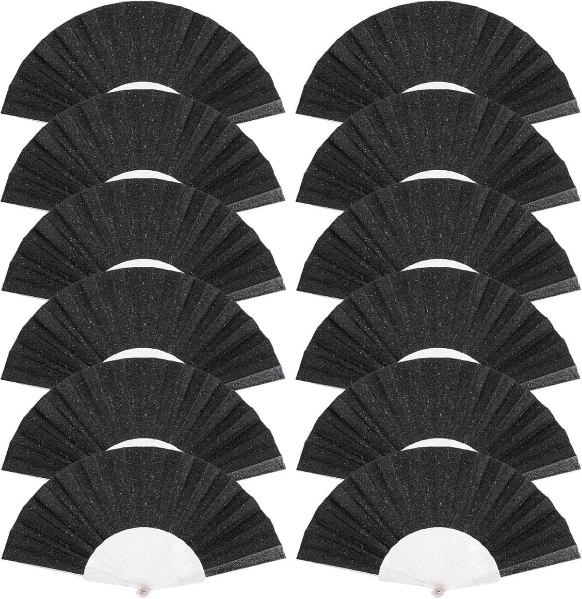 12 Pack Handheld Fan,Folding Hand Glitter fan with Shining Transparent Fan Rib – Ideal for Wedding