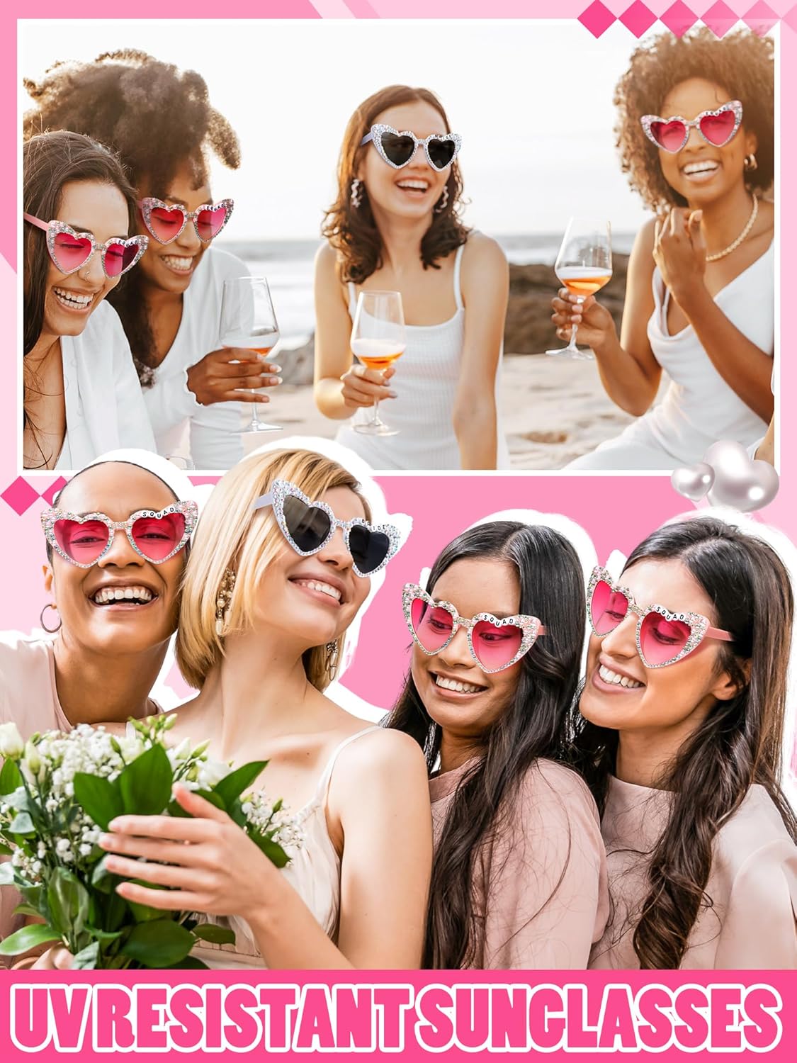 6 Pcs Bride Sunglasses Bachelorette Sunglasses Party Favors for Bridesmaids for Wedding Party Bride