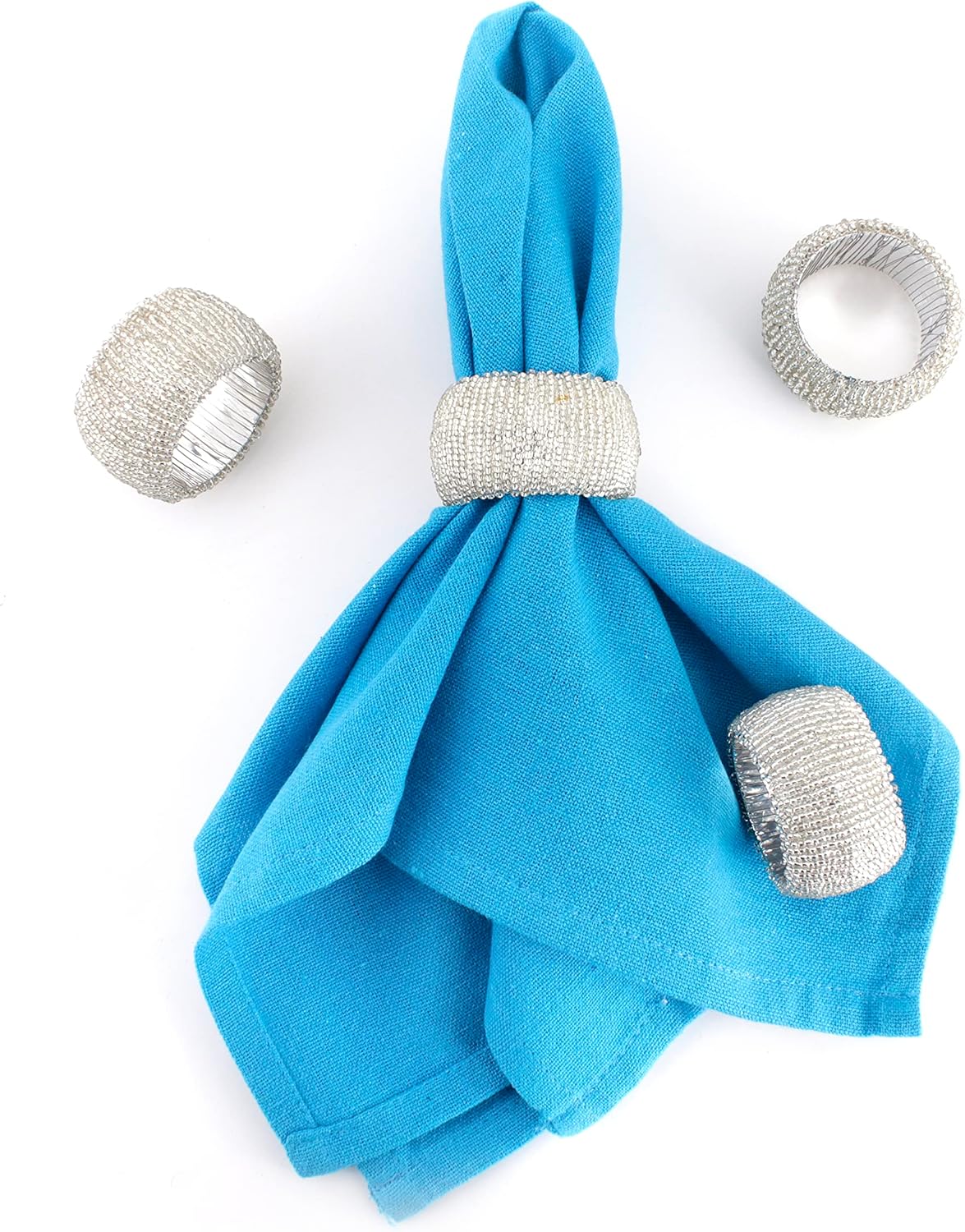 Decorative Beaded Napkin Rings Set of 12 - Rhinestone Serviette Holder for Table Décor, Christmas