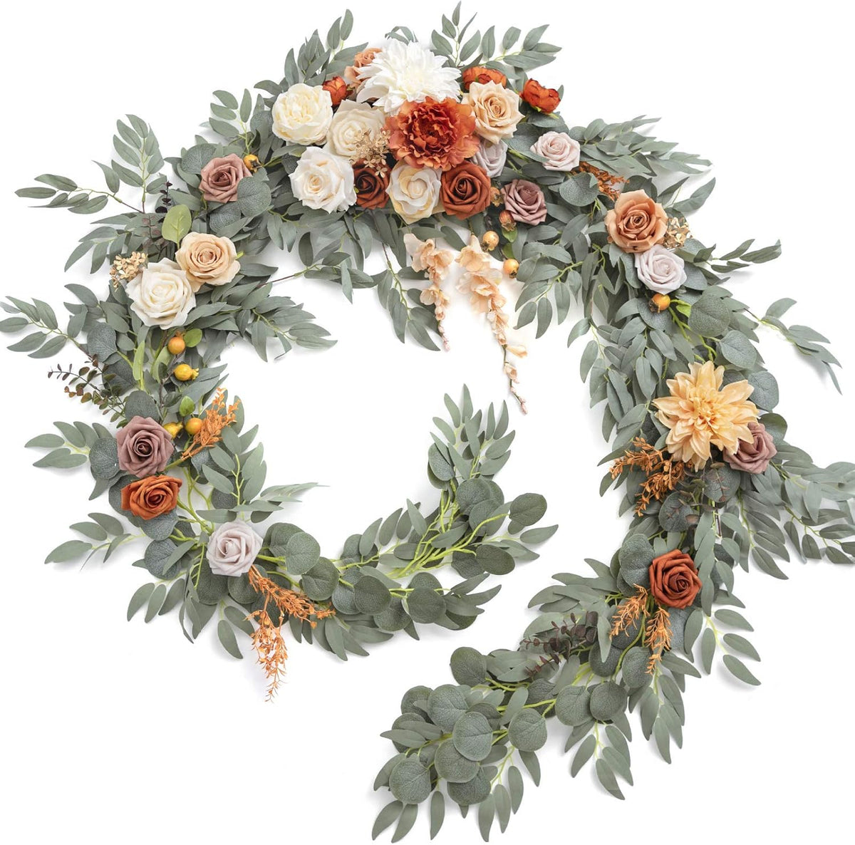Ling's moment Fall 9FT Flower Garland for Backdrop Decorations - Wedding Arch Flowers, Eucalyptus &