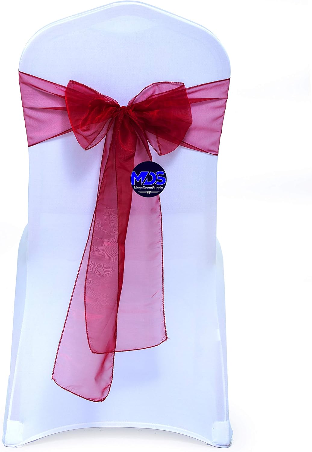 MDS Pack of 50 PCS Organza Chair Sashes Wider Dining Chair Bows Ribbon Tie Back for Wedding Party
