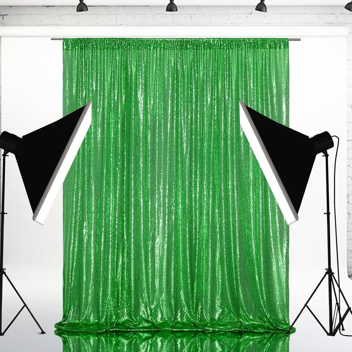Eternal Beauty Green Sequin Backdrop, 20x10 Ft Glitter Background Curtains for Christmas Shimmer