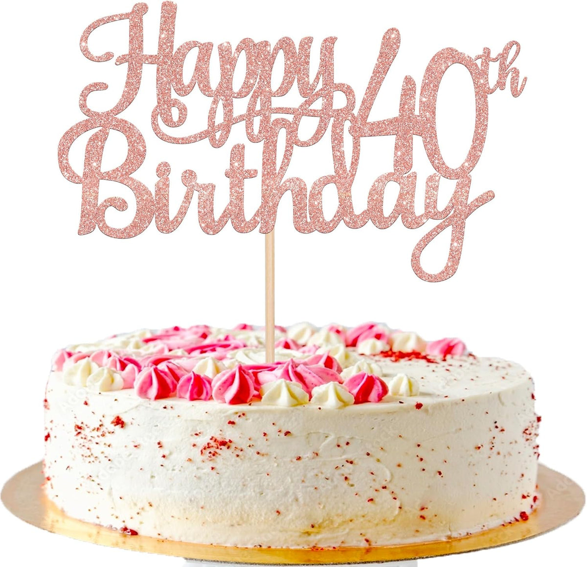 1 PCS Happy 40th Birthday Cake Topper Glitter Cheers to 40 Years Birthday Cake Pick 40 Fabulous