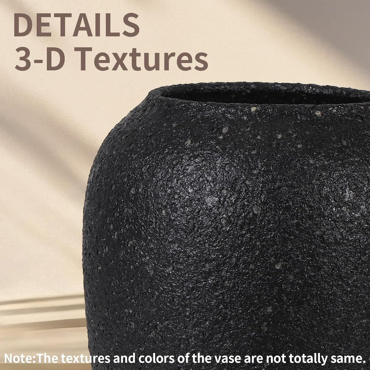 Large Rustic Vase for Flowers,10'' Black Farmhouse Ceramic Vases for Home Decor, Minimalist
