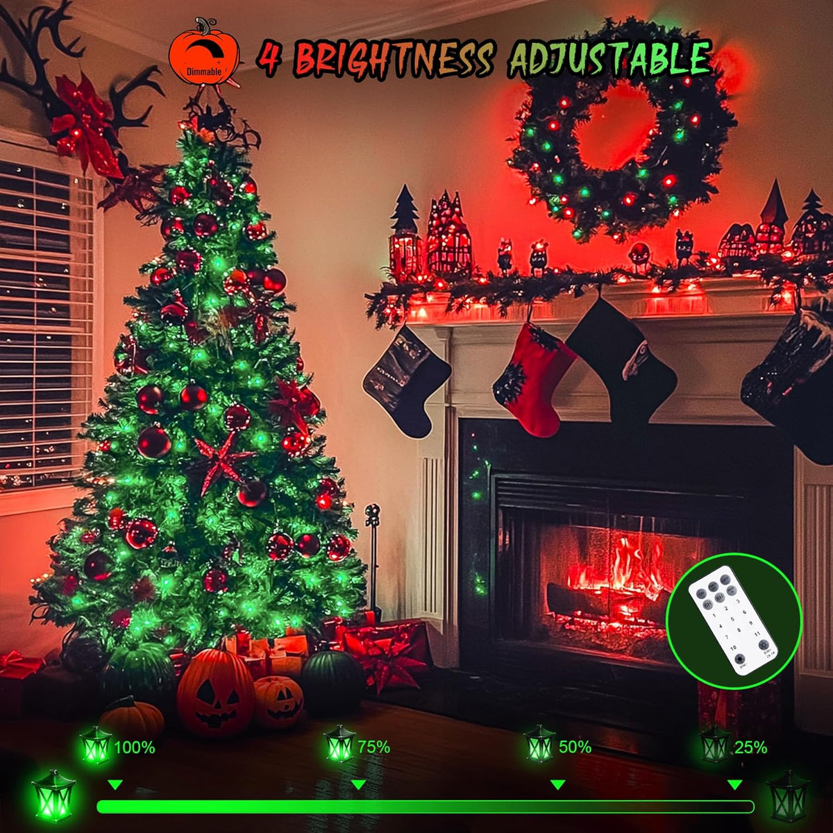JMEXSUSS 168ft 600 LED Red to Green Halloween Lights Outdoor, Red Green Color Changing Christmas