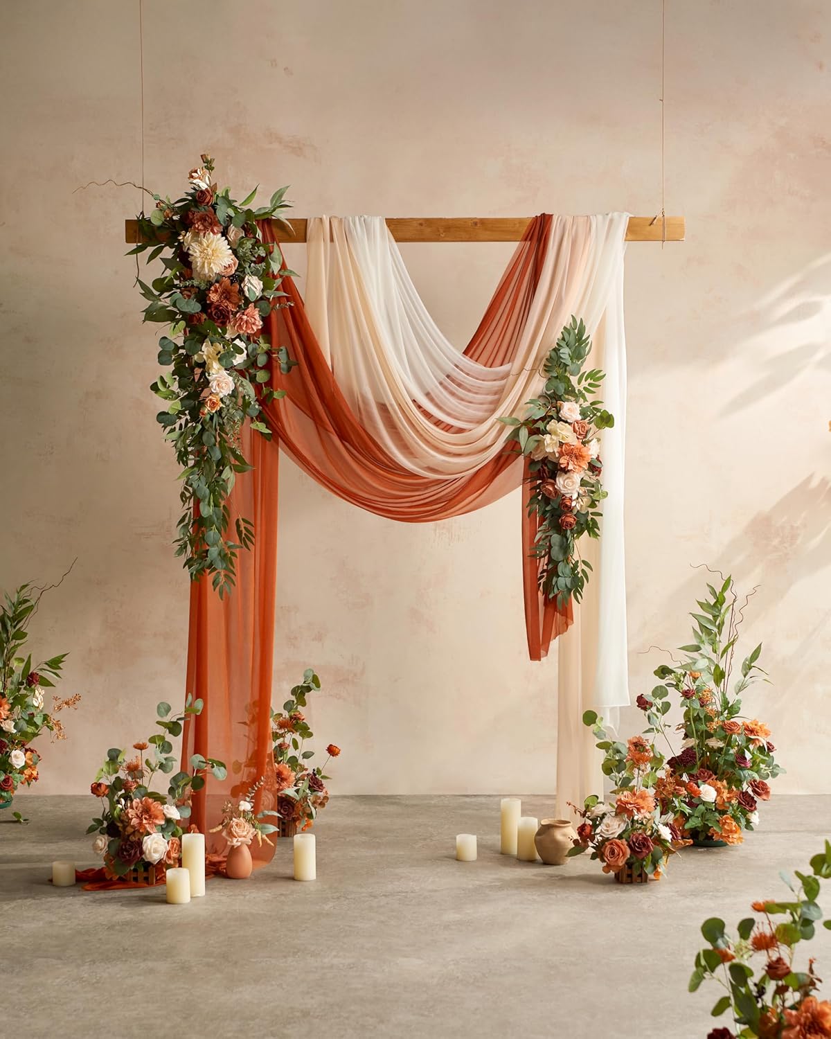 Ling's moment 17.5" Tall Standing Artificial Flowers Arrangements 4pcs Fall Wedding Aisle Runner