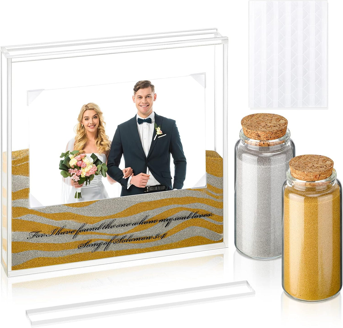 Roowest Sand Ceremony Kit for Wedding Includes Clear Acrylic Unity Sand Ceremony Photo Frame 2 Pack