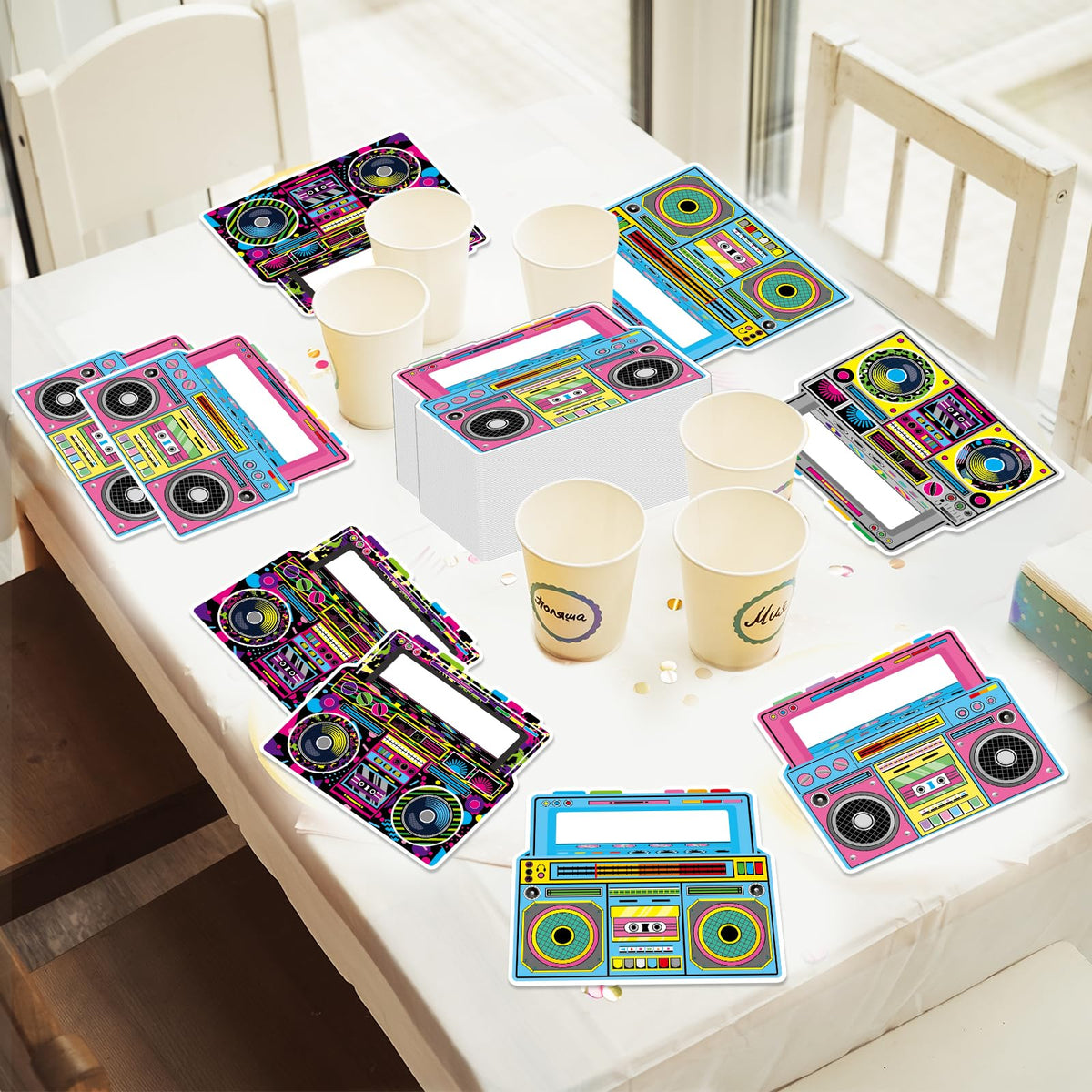 50 Pcs Radio Boombox Napkins Back to 80s 90s Party Decorations Retro Boombox Shaped Disposable