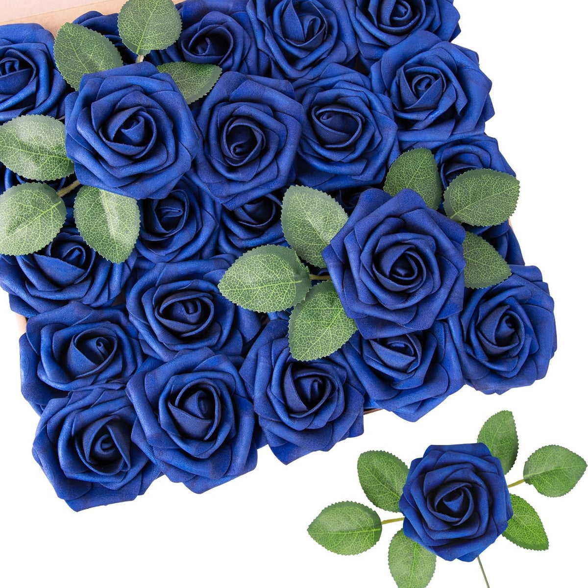 N&T NIETING Artificial Flowers Roses 25Pcs Fake Flowers Foam Roses with Stems for Halloween DIY