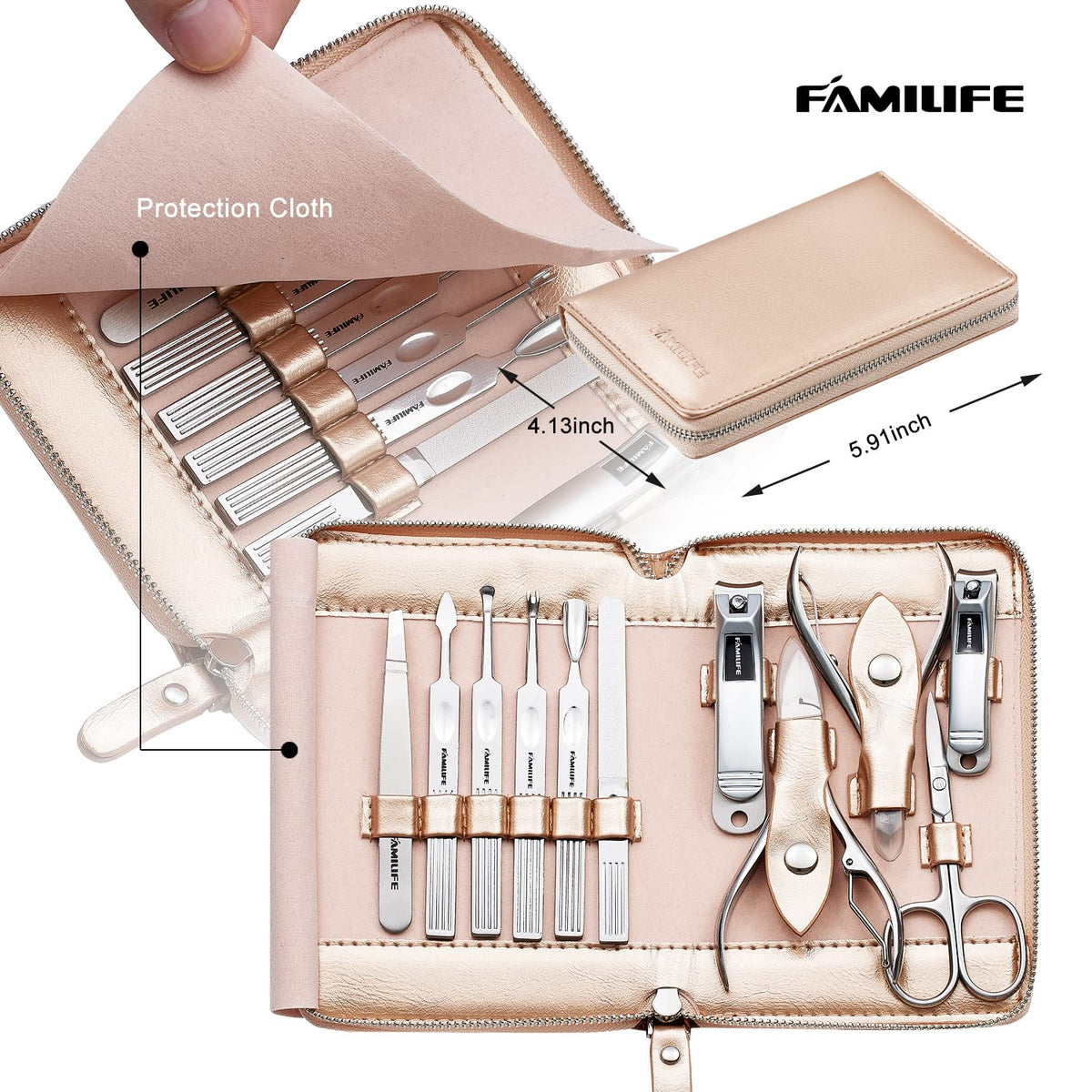 FAMILIFE Gifts for Women, Manicure Set Professional Manicure Kit 11 in 1 Nail Kit Nail Clippers