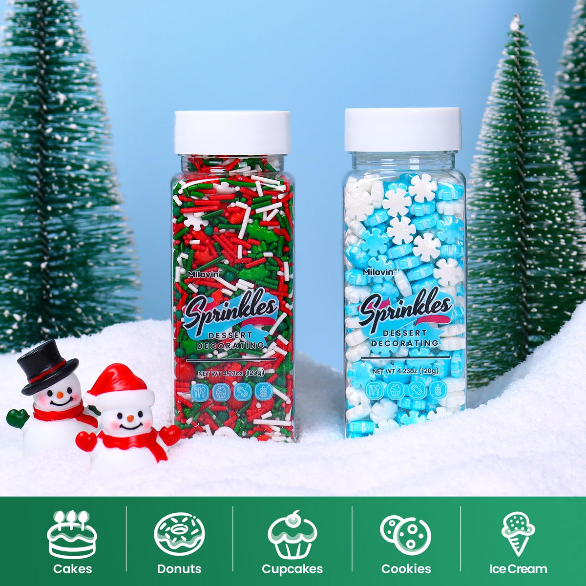 Edible Christmas Sprinkles for Cookies, Red and Green Sprinkle, Christmas Jimmies Sprinkles, Tree
