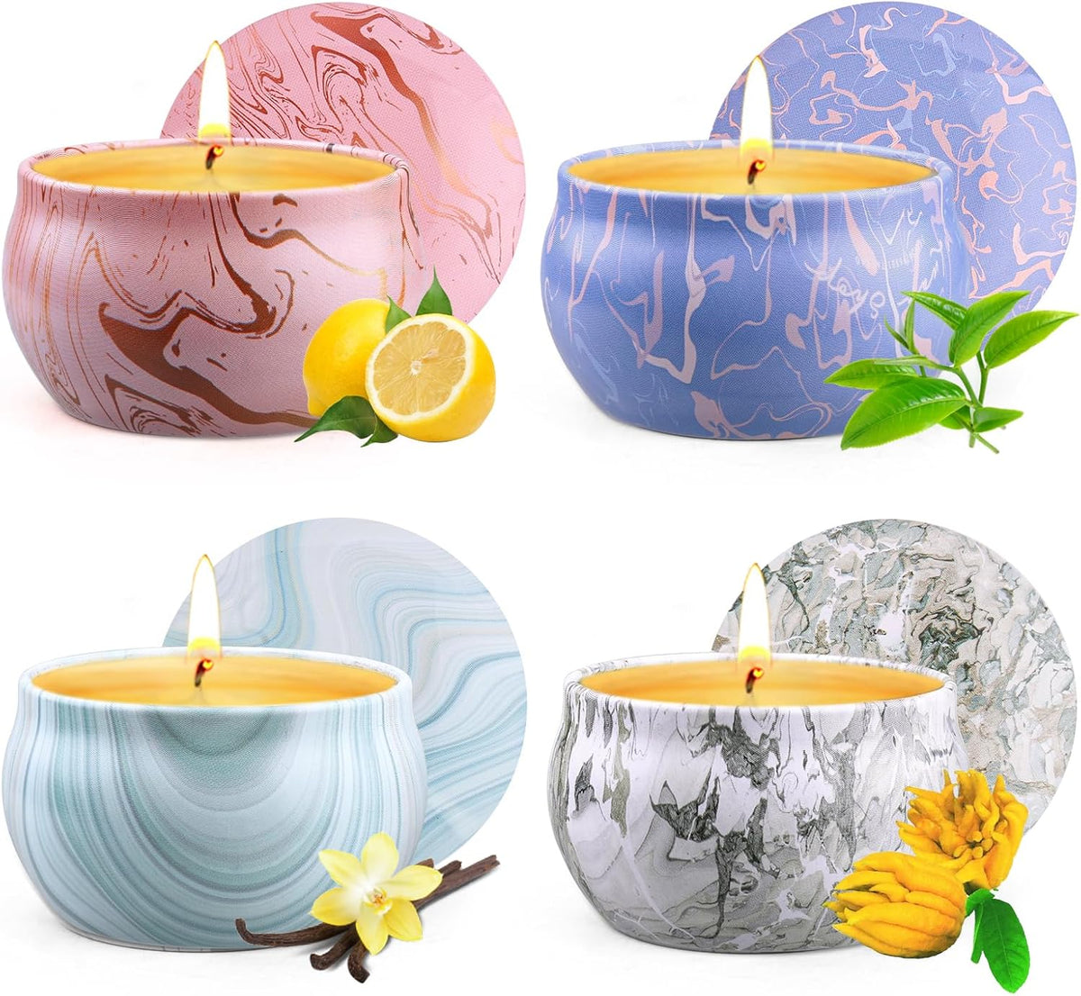 Candles - Scented Candles Gift Set for Women, 4 Packs Natural Fragrance Aromatherapy Candles for