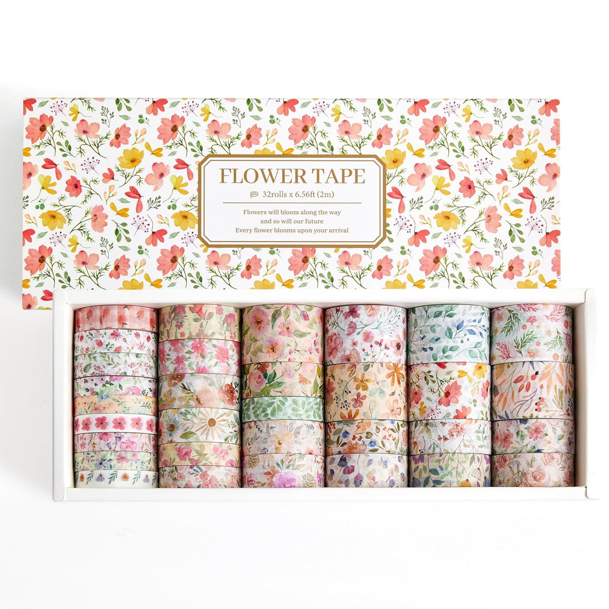 32 Rolls Washi Tape Set, Colored Floral Decorative Masking Tape, Artists Tapes for Journaling, Junk