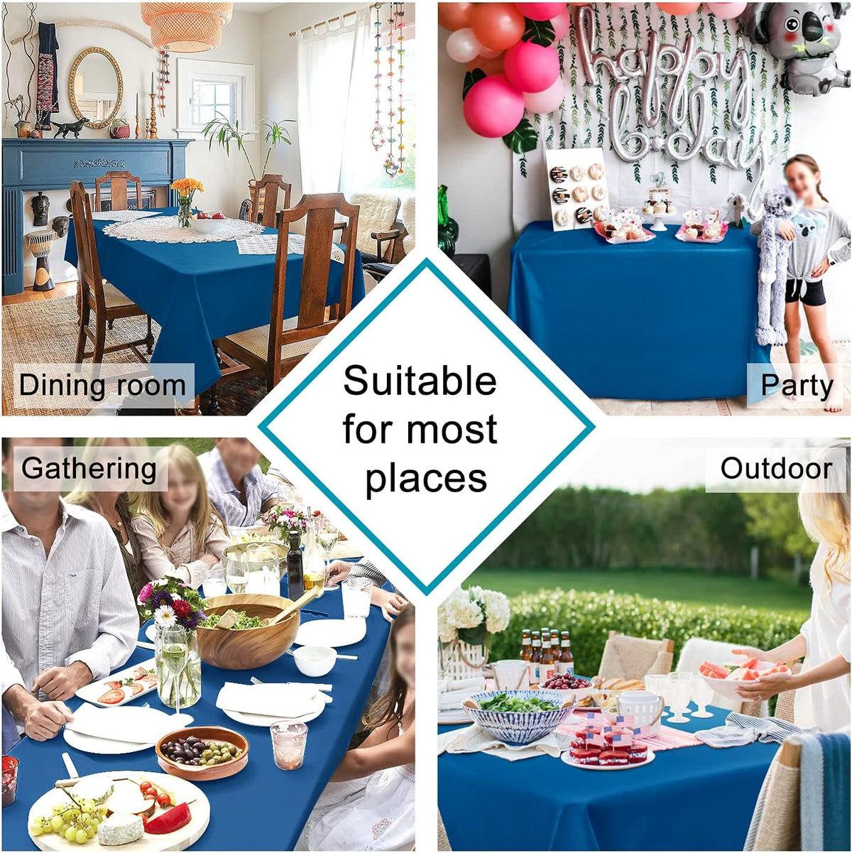 Hiasan Table Cloth Rectangle - Waterproof and Washable Fabric Tablecloth for Dining Room Kitchen