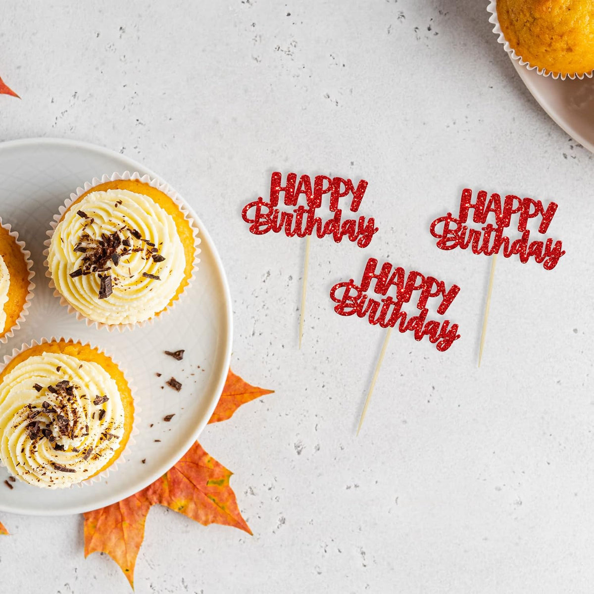 Gyufise 24pcs Happy Birthday Cupcake Toppers - Glitter Cupcake Food Picks for Celebrating Theme