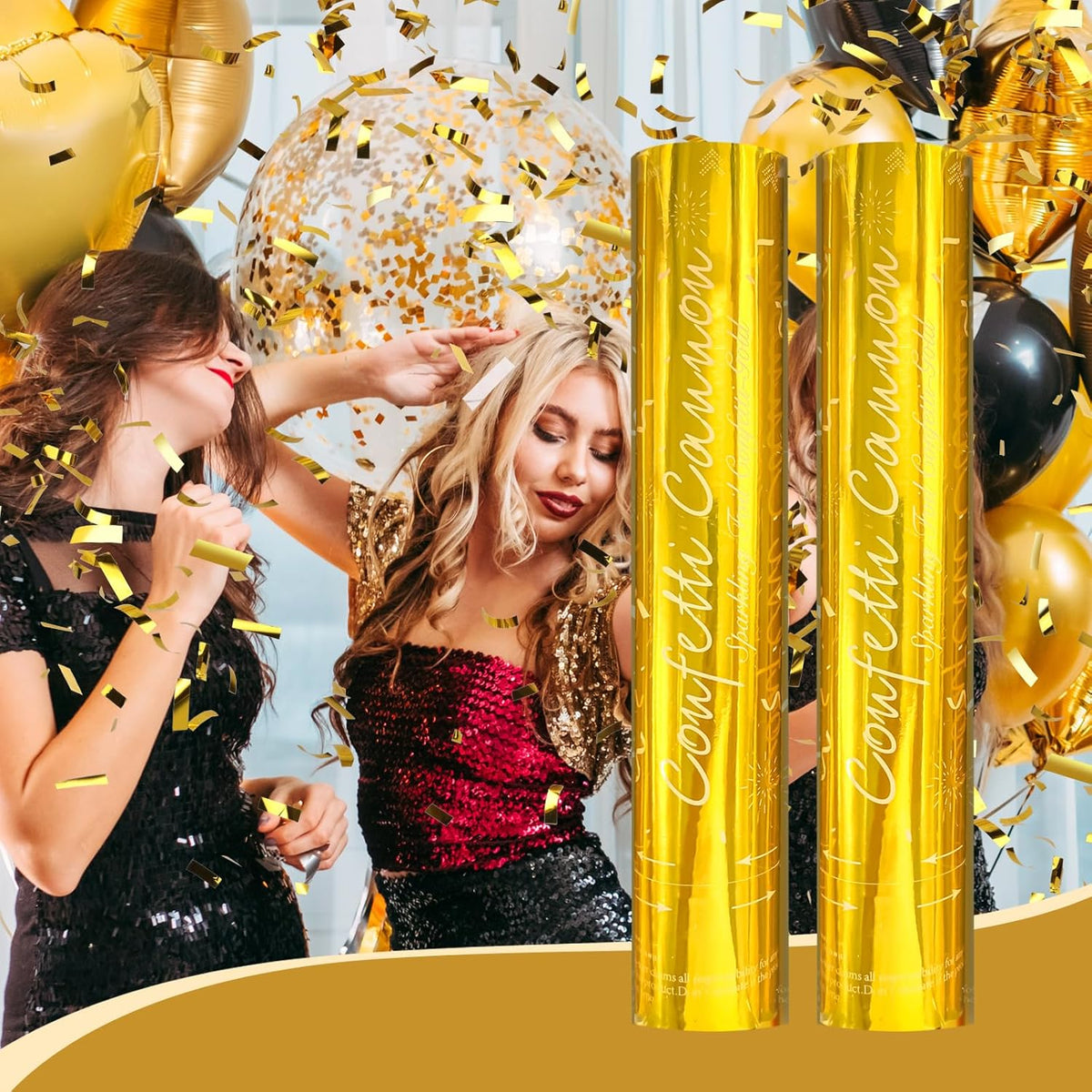 Gold Confetti Poppers [5 Pack] 12 Inch Confetti Cannons | Gold Foil Filled Party Poppers for