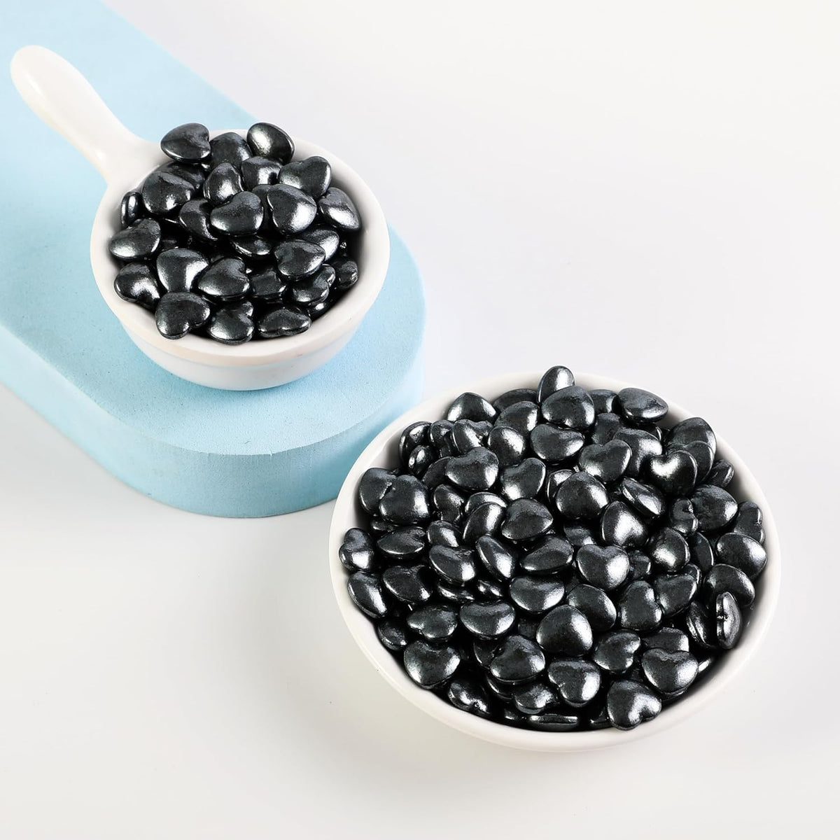 Kasvan Black Heart Shapes Sprinkles - Edible Candy Pearls 130g/4.58 Oz, Mix Size, Baking Cake