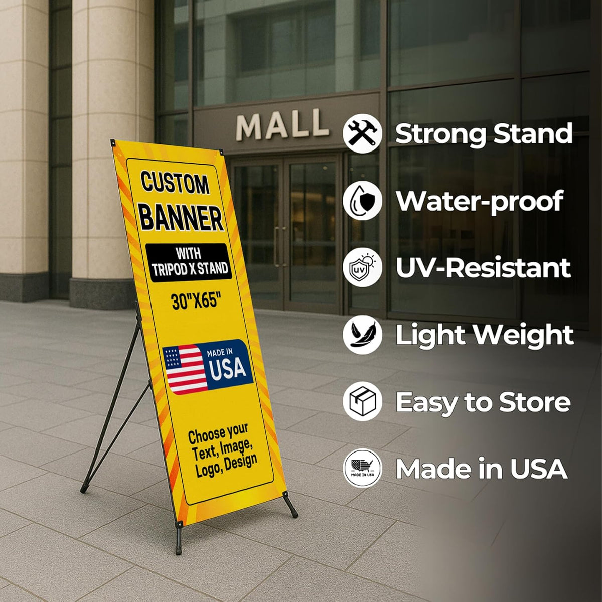 Custom Banner With X Stand By Dreamcontroller(30" X 65") | Personalized X Banner Stand For