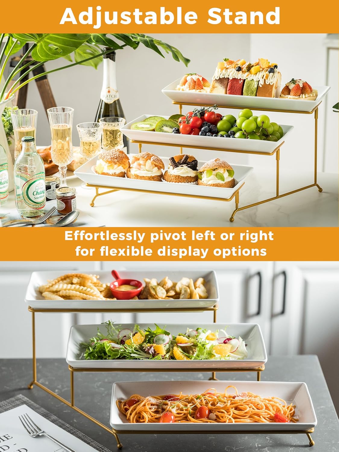 YHOSSEUN 3 Tier Serving Tray for Party, Tiered Serving Platters and Trays, 14 Inch Tiered Tray