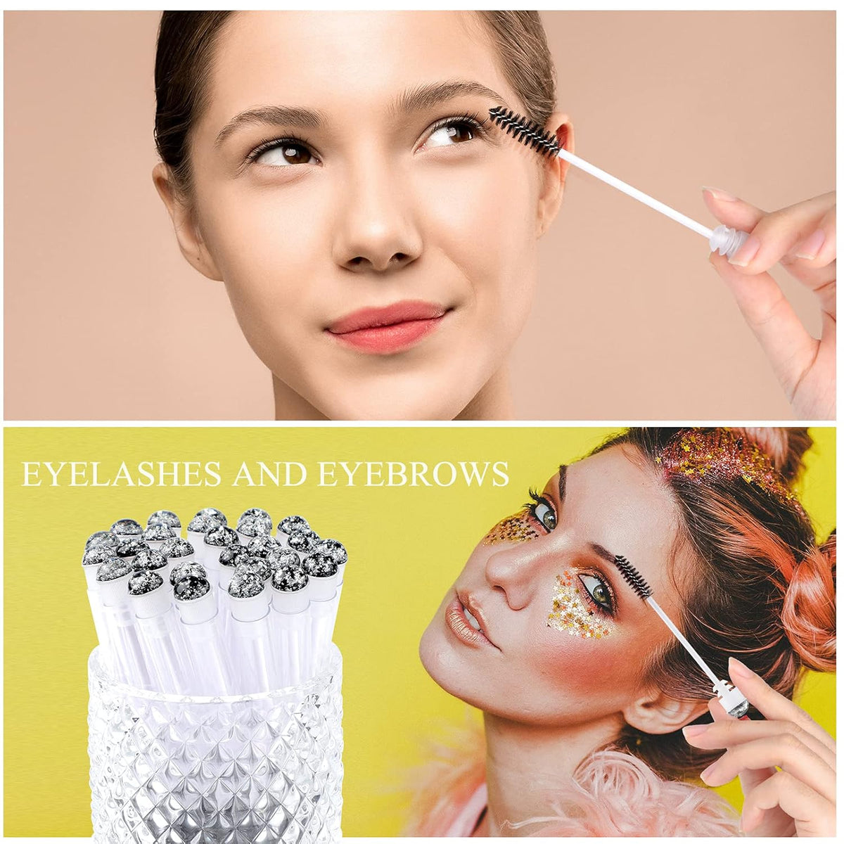 20pcs Eyelash brush Lash Wand Makeup tool Eyelash Extension supplies Cleaning brush Diamond Mascara