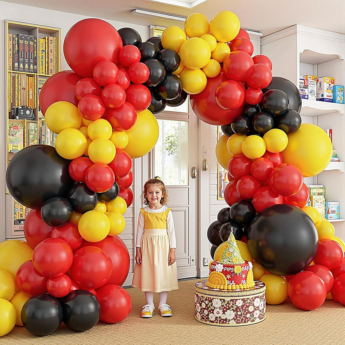 412Pcs Red Yellow Black Balloon Garland Arch Kit,18 12 10 5 Different Sizes Latex Party Balloons