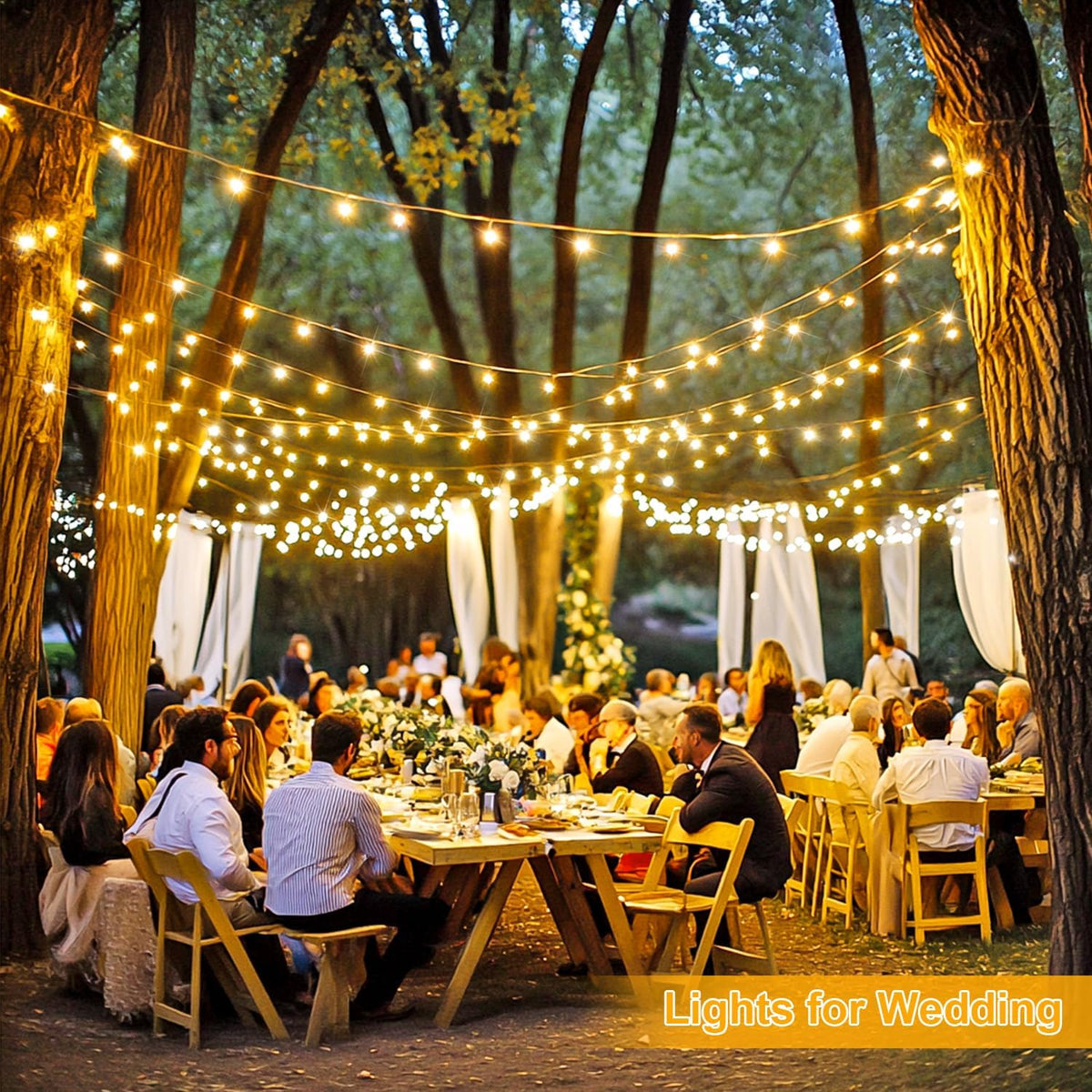 JMEXSUSS 1000 LED Christmas Outdoor String Lights Indoor with Remote 8 Modes Warm White Tree Lights
