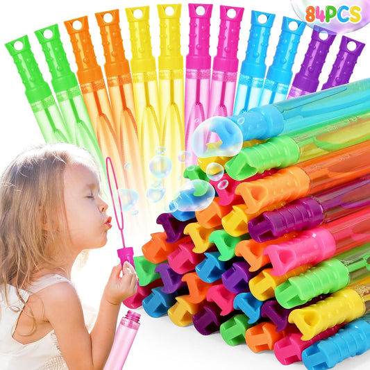 Bubble Wands, 84 Pcs Bubble Wands Bulk in 6 Colors，Bubble Party Favors for Kids, Summer Toys