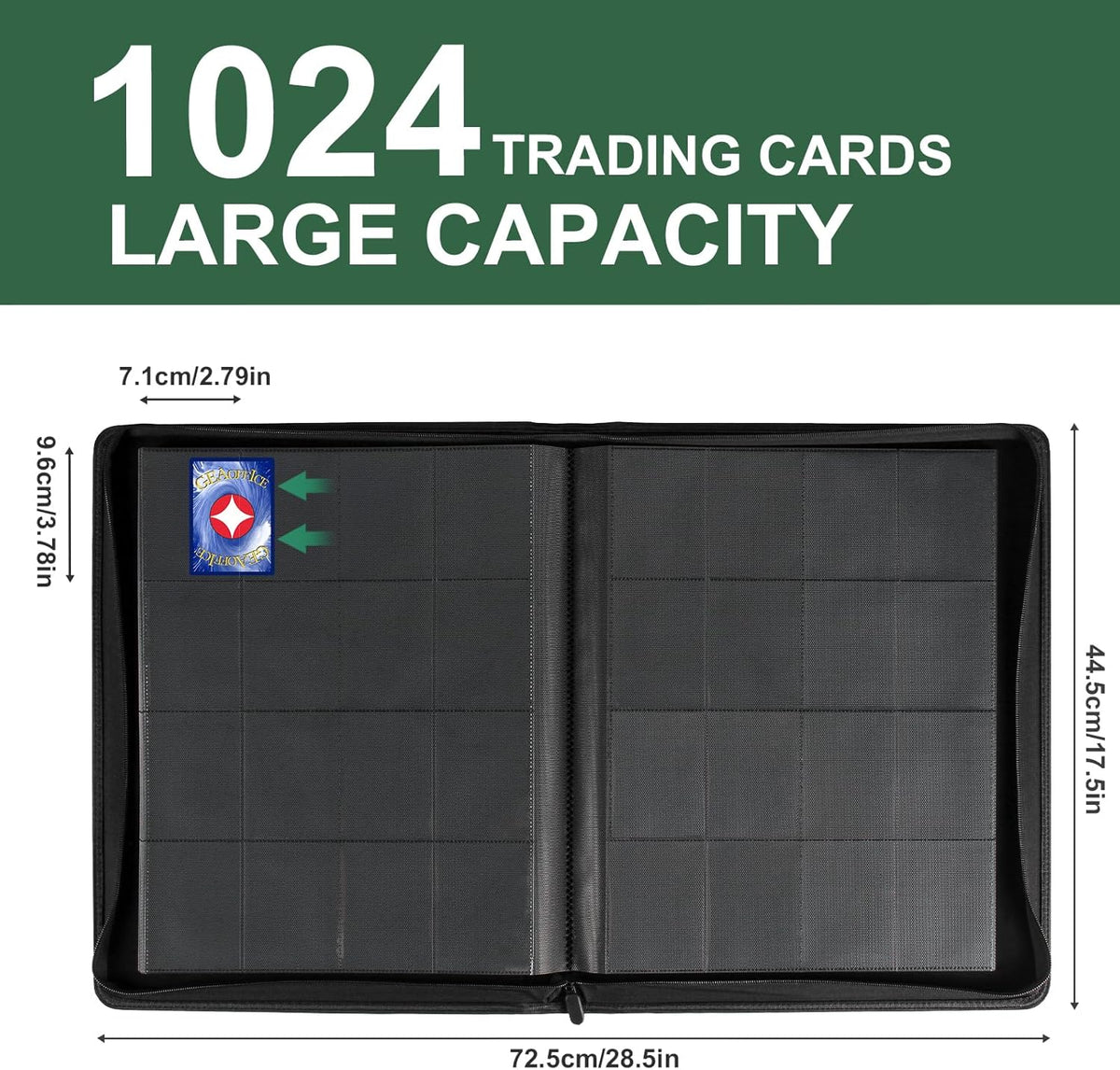 GEAoffice Premium 1000 Trading Card Binder, Large Side Loading 16 Pocket Card Collection Binder