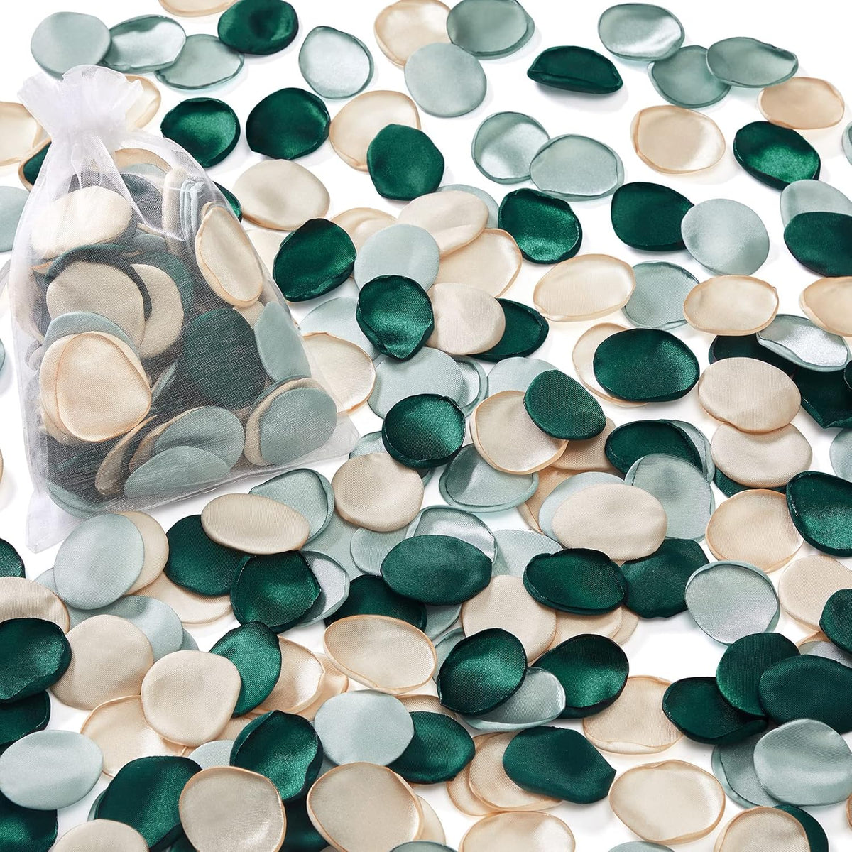 Serwalin 500Pcs Silk Rose Petals for Wedding Vintage Green Flower Girl Petals for Aisle, Basket