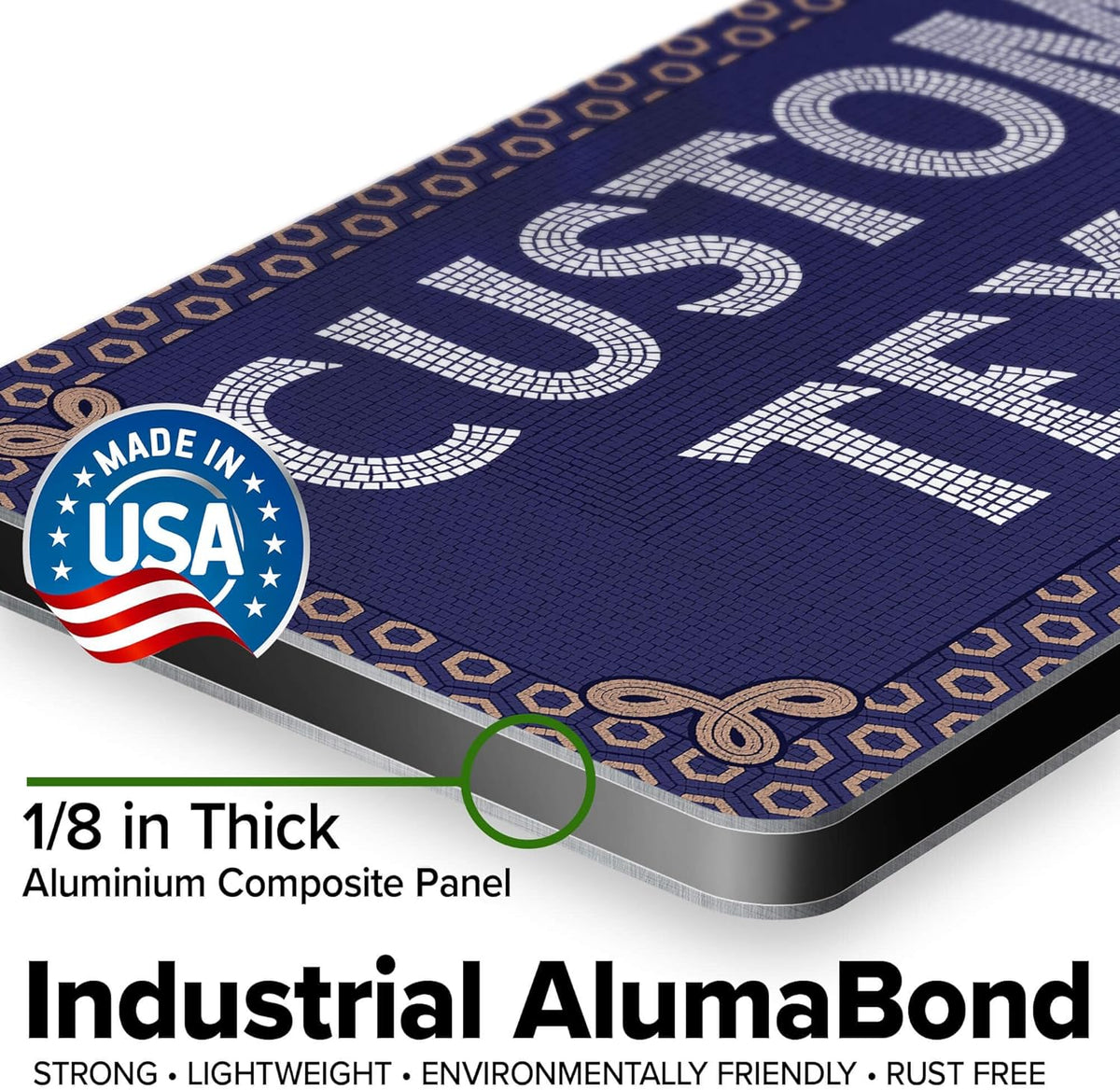 Custom Sign, Custom Street Sign, 11 Font Colors, 13 Font Styles, 4 Hole Options, 22 Sizes, 6x12
