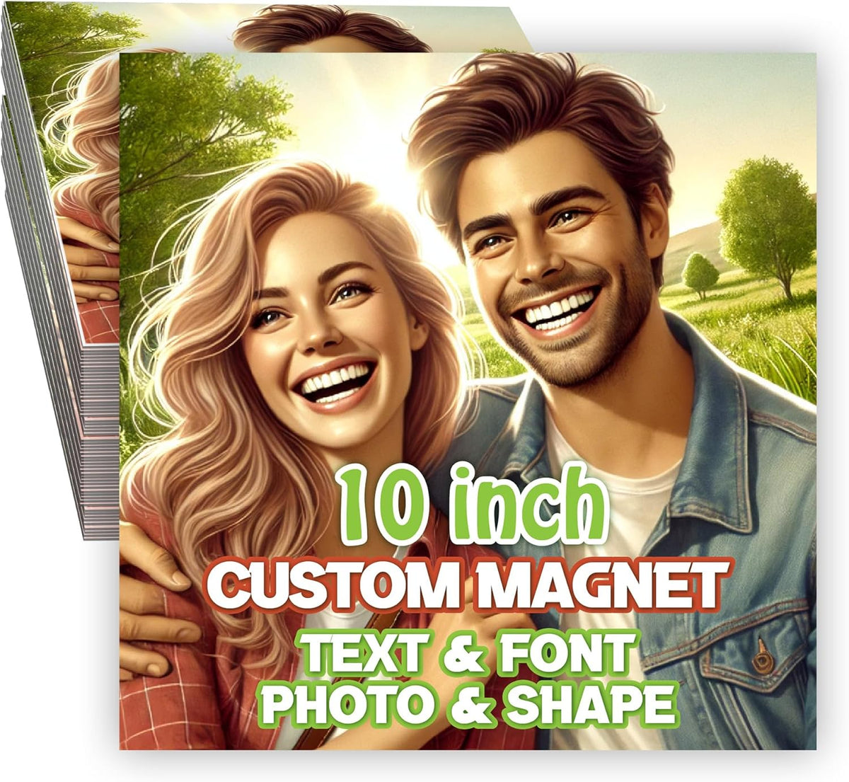 KETABAO – 10" Personalized Car and Refrigerator Square Photo Magnets - Create Customized Photo